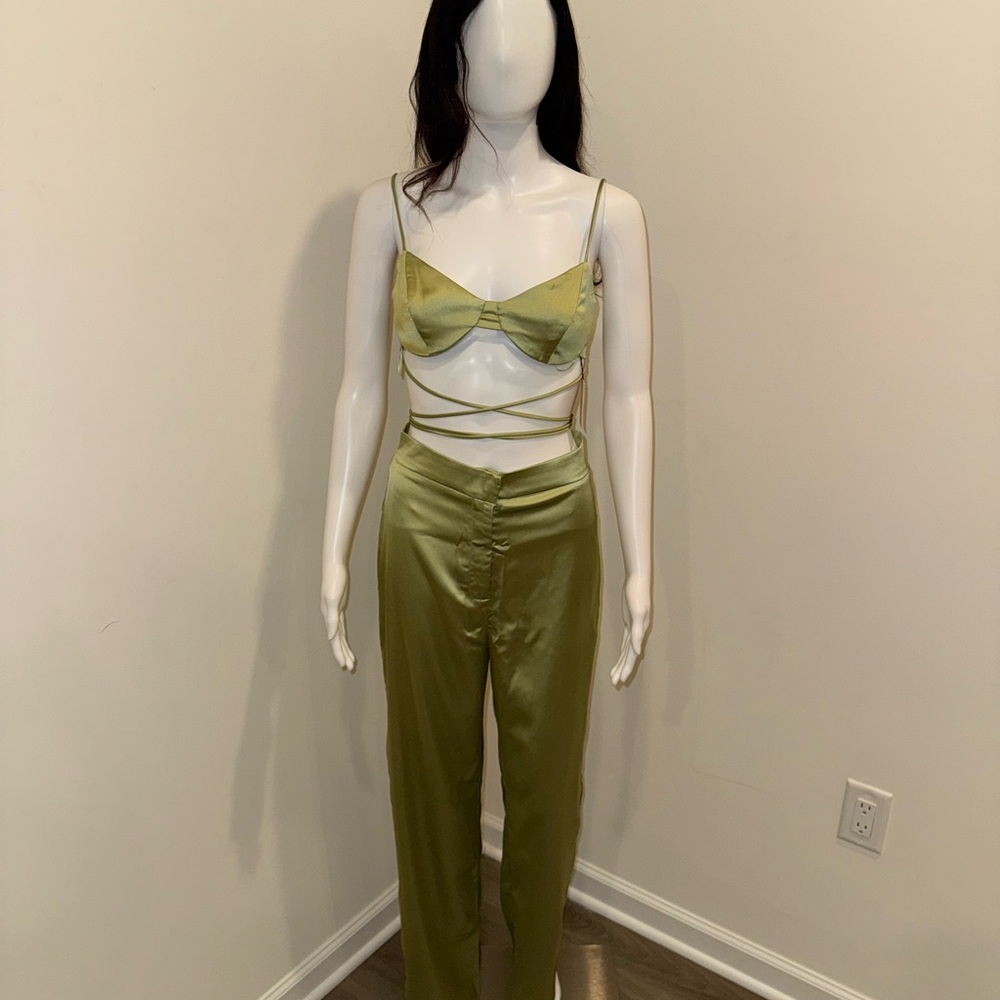 Superdown Satin Olive Ensemble